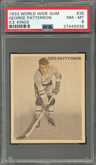1933-34 V357 World Wide Gum Ice Kings #35 George Patterson Rookie Card – PSA NM-MT 8 "1 of 3!"